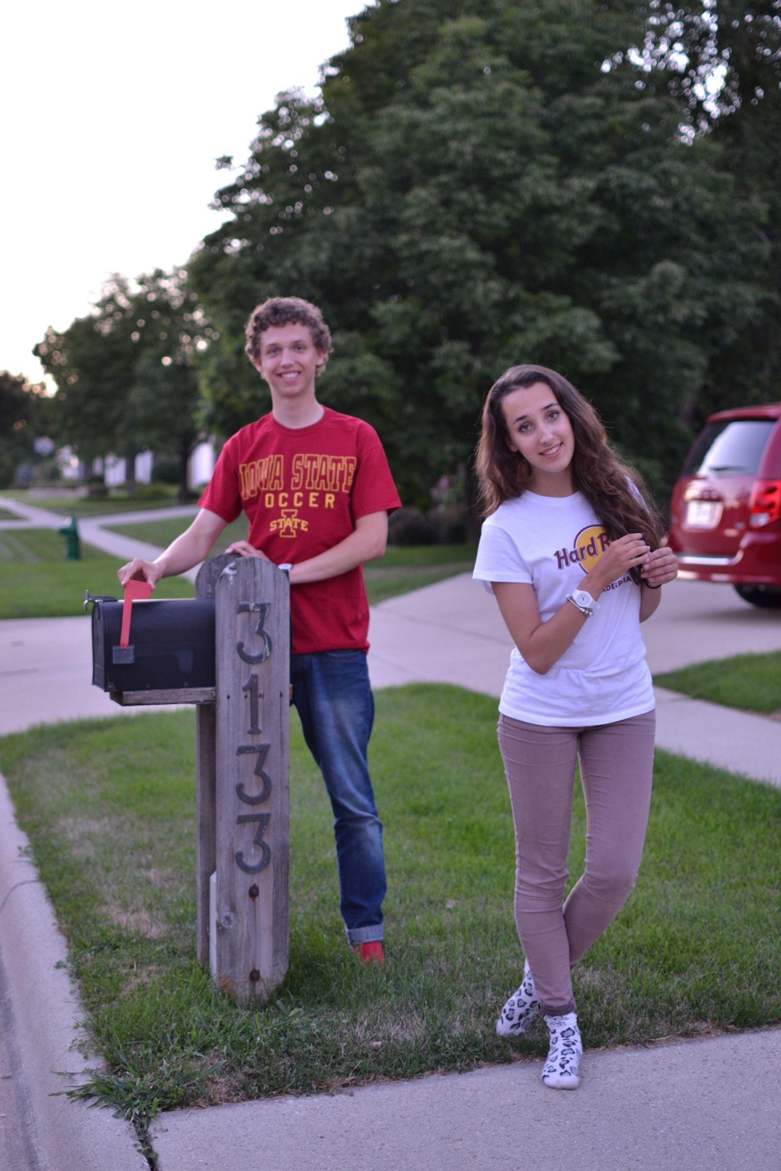 Louisa and I checking the mail
